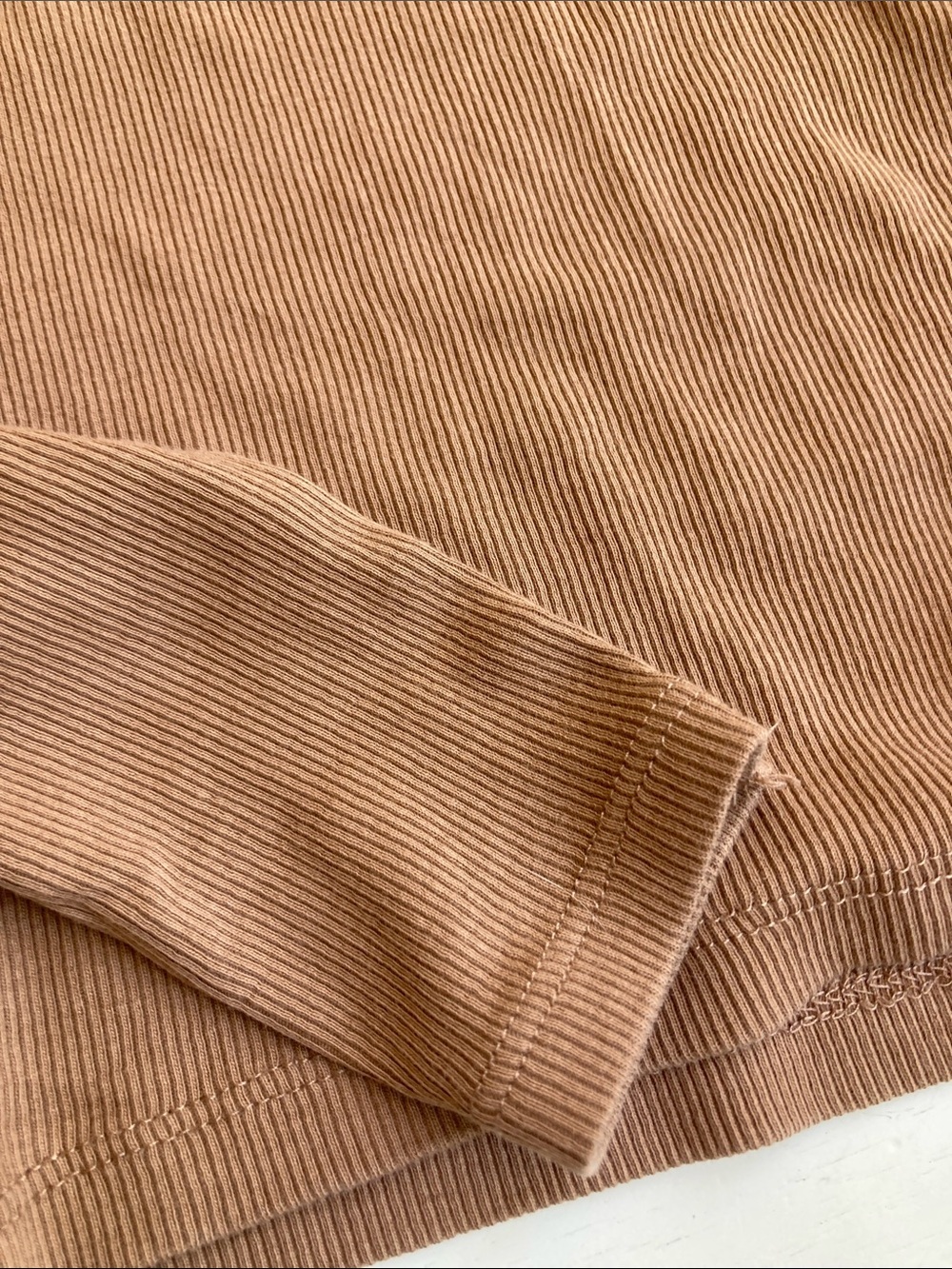 Cotton On Tan Brown Ribbed Long Sleeve Crewneck Top Women’s Knit Shirt - Picture 4 of 6